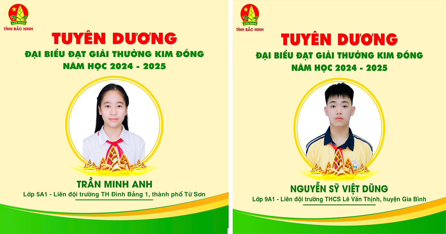 Bắc Ninh có 2 đội viên đạt giải thưởng Kim Đồng năm học 2024-2025